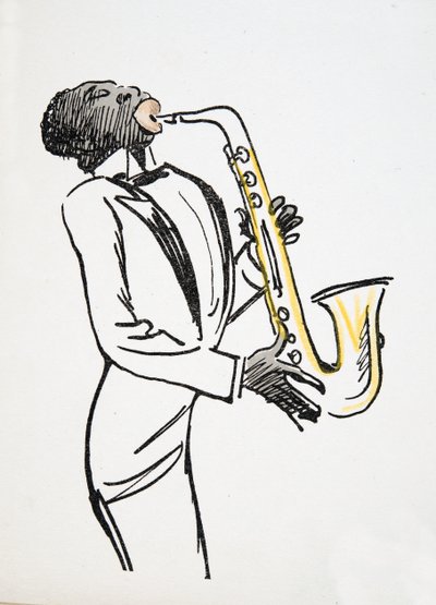 Saxophone Player, from White Bottoms, pub. 1927 by Sem